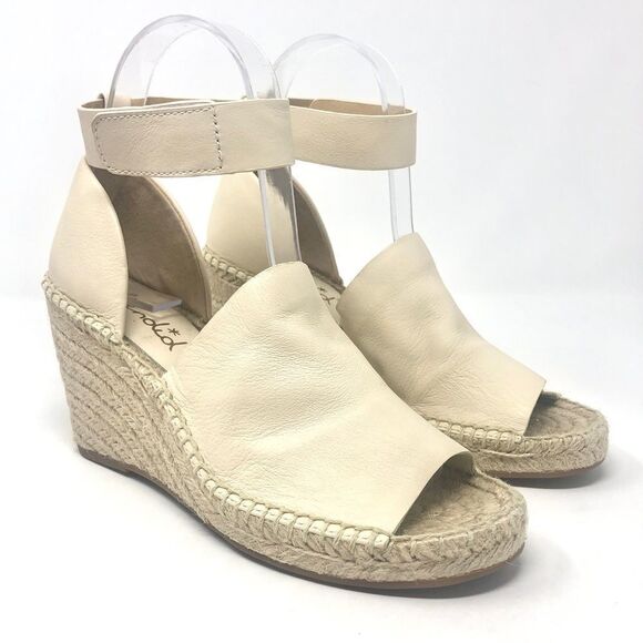 NEW Splendid Cream Leather Espadrille Wedge Sandal - Picture 2 of 7